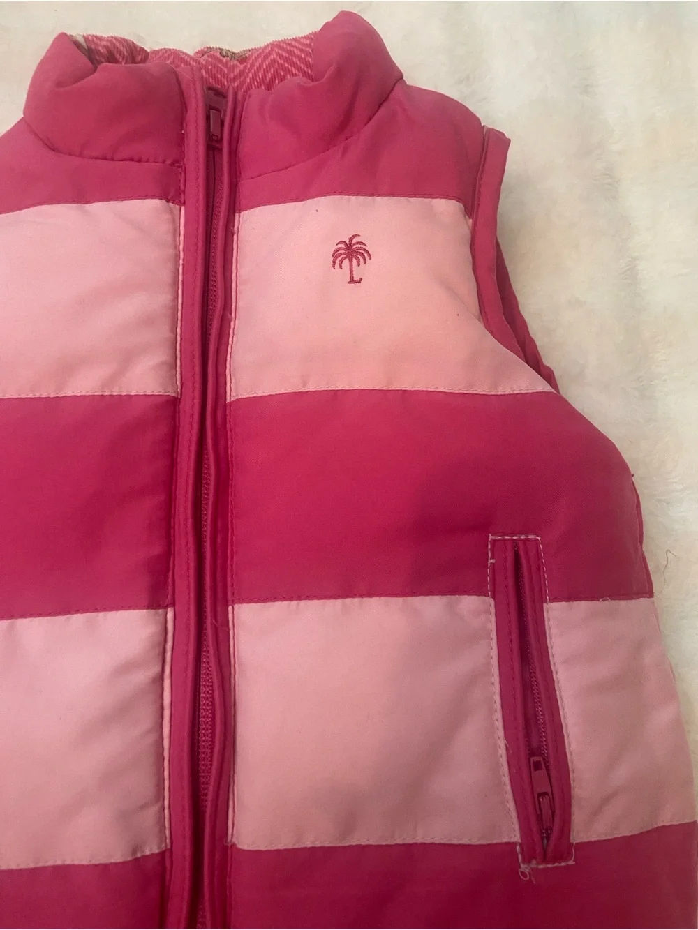 Lilly Pulitzer Girls Reversible Puffer Vest Pink Owl Print Stripe 39328